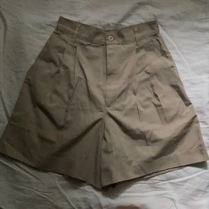 High waisted khaki shorts